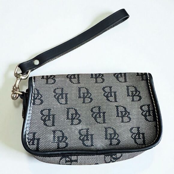 Dooney & Bourke Black / Gray Canvas Wristlet - Picture 2 of 6